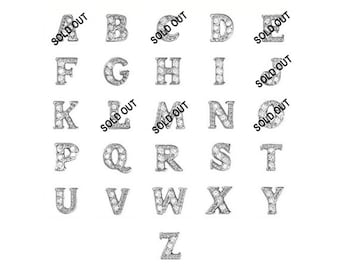 Silver Crystal Letter Floating Charms, fits Origami Owl Lockets