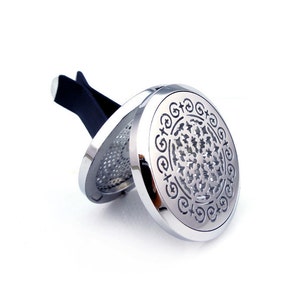 Silver Cross Stainless Steel Car Diffuser Locket,  Aromatherapy, Essential Oil, Perfume, Car Deoderizer, 38mm