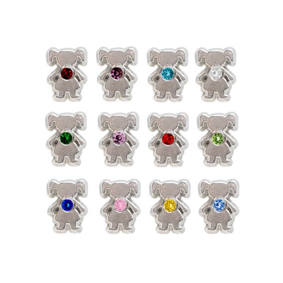 Silvertone Girl Birthstone February Floating Locket Charm