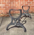 16.5” tall Cast Iron Bench/Coffee Table legs 2 pack Industrial Embossed “ RUSTIC” Cincinnati Live edge, reclaimed, bases wood granite