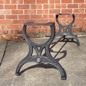 16.5” tall Cast Iron Bench/Coffee Table legs 2 pack Industrial Embossed “ RUSTIC” Cincinnati Live edge, reclaimed, bases wood granite