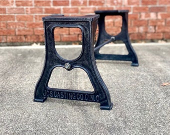 Cast Iron Bench/Coffee Table legs 2 pack Industrial Embossed “ RUSTIC” JCS CASTING Co. Live edge, reclaimed, bases wood granite