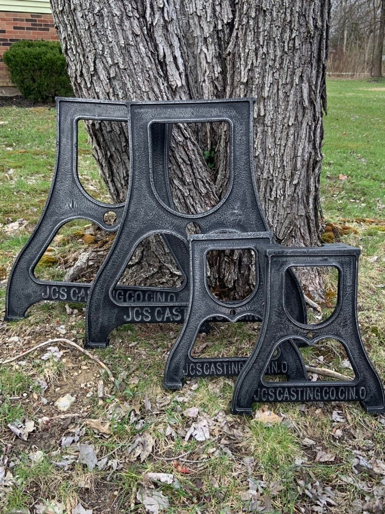 Cast Iron Dining Table Legs Industrial Embossed Jcs Casting Etsy