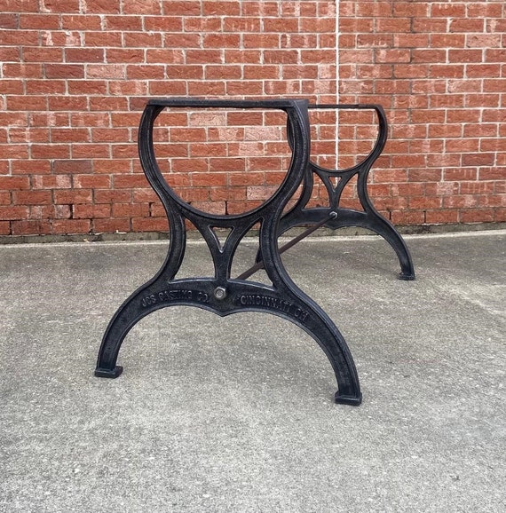 28" Cast Iron Dining Table Base in Rustic Black with Cinncinnati