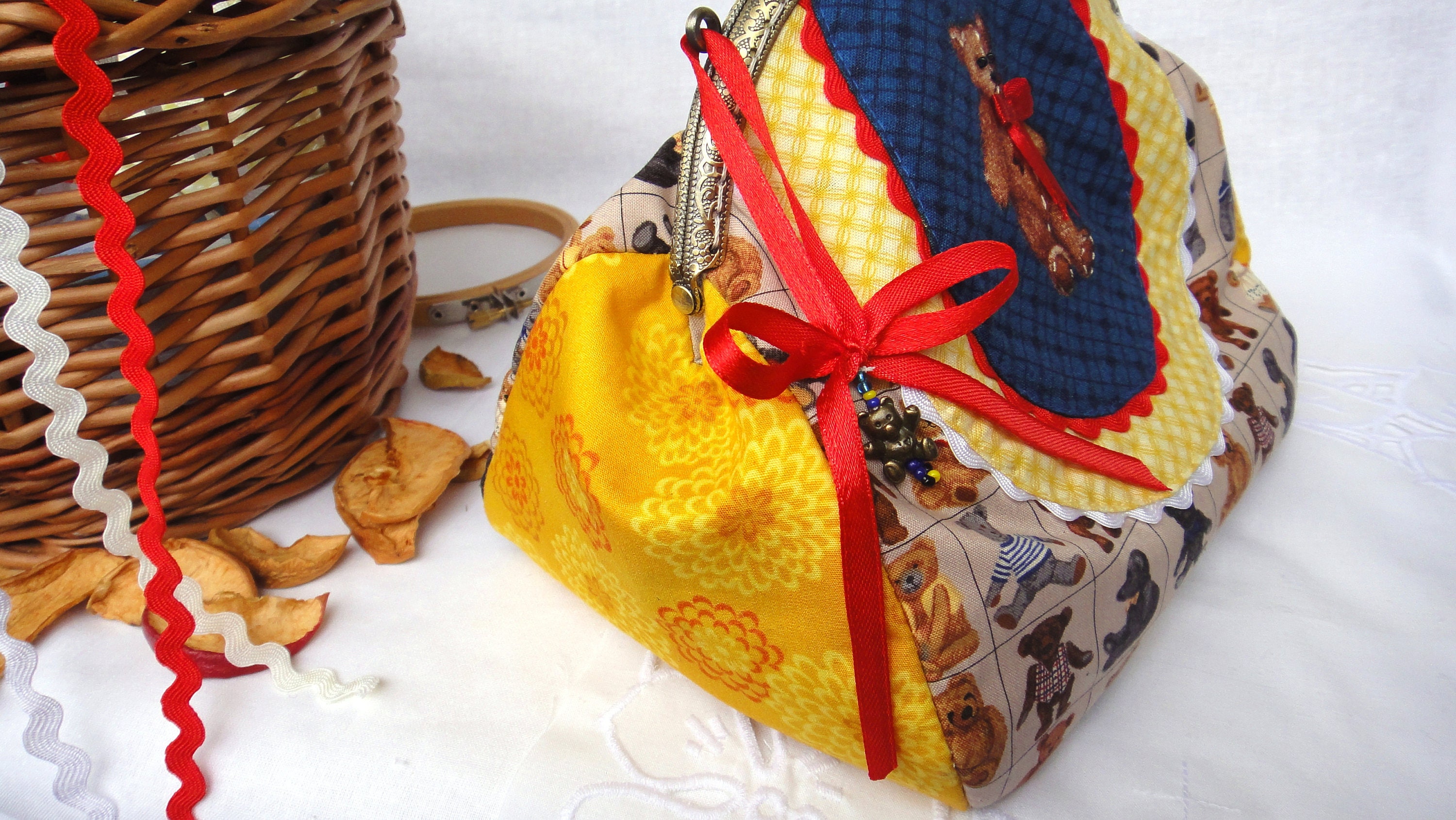 Teddybär Geldbörse Retro-Stil Mini-Tasche aus Baumwollstoff | Etsy