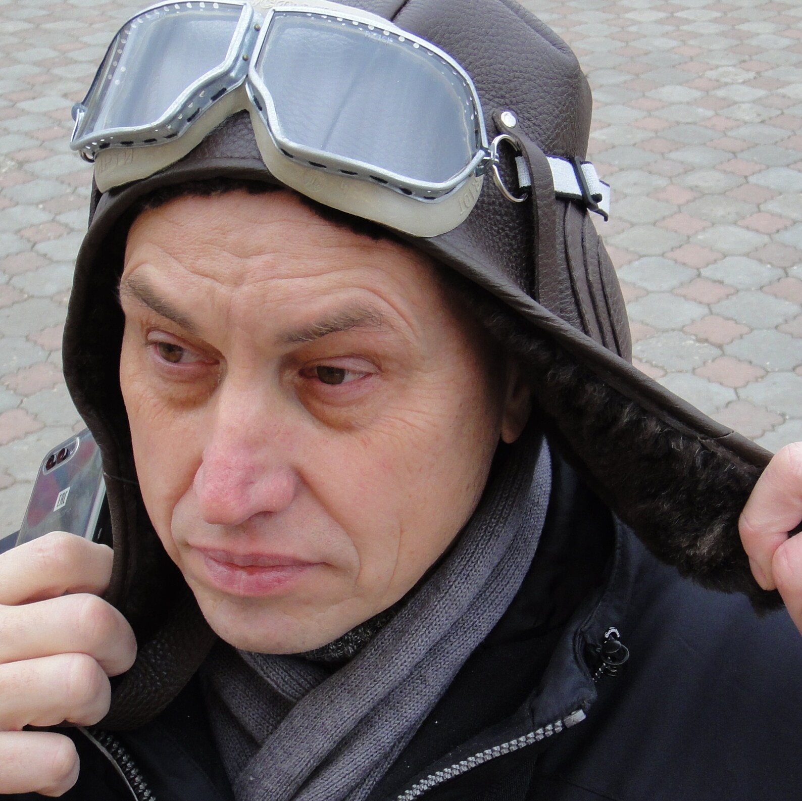 Aviator hat & goggles Leather pilot helmet Large size Warm | Etsy