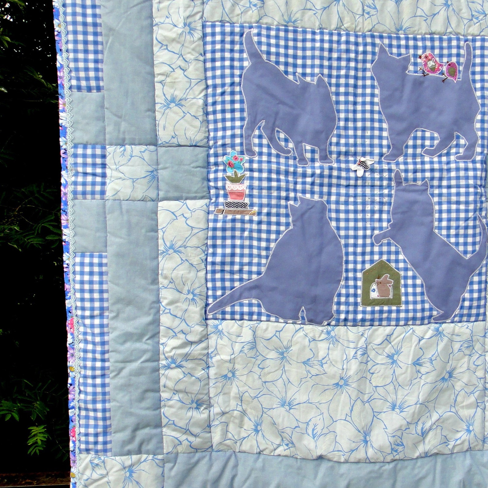 Cottagecore picnic blanket Adult cats pictures applique Etsy