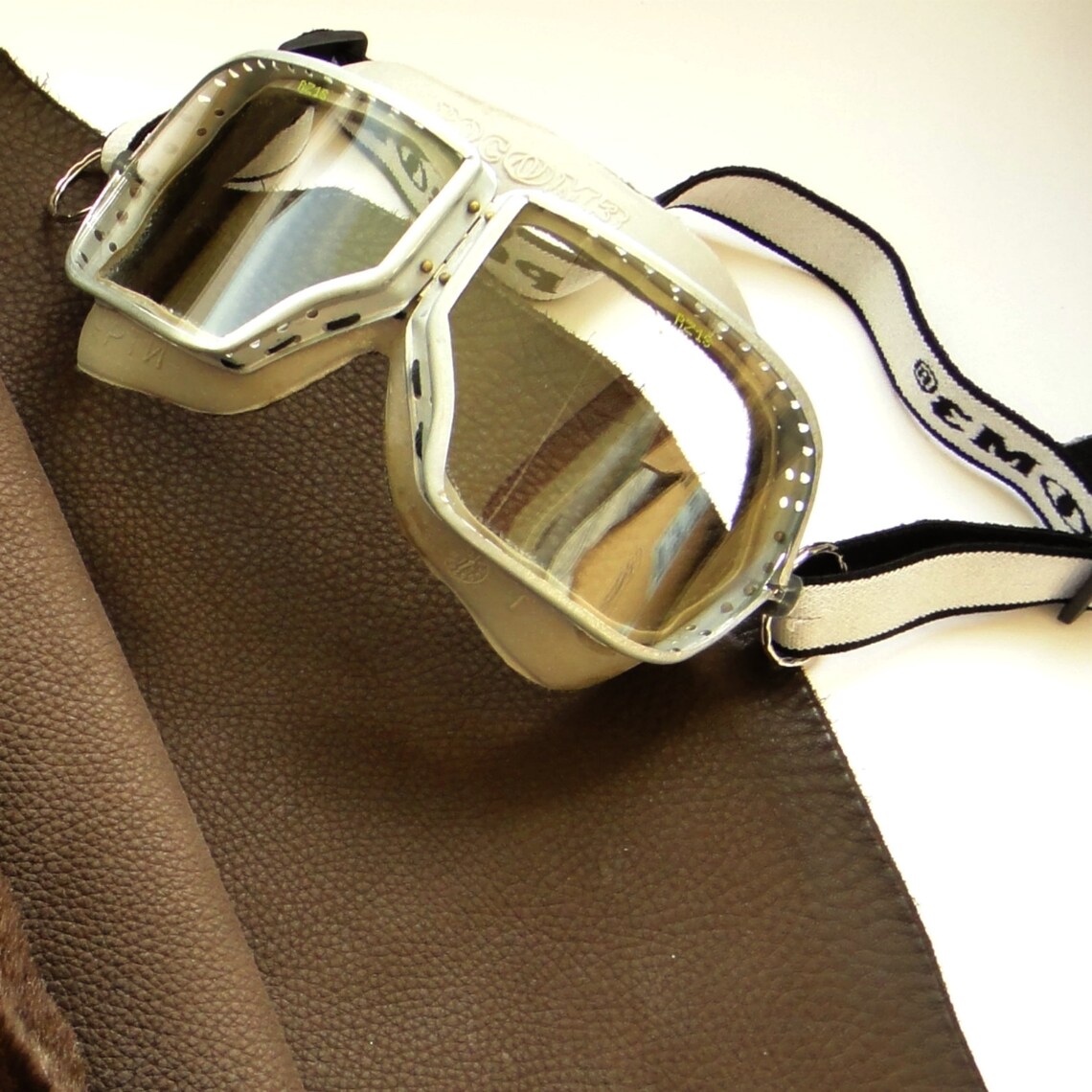 Leather aviator hat helmet and goggles for adult Etsy