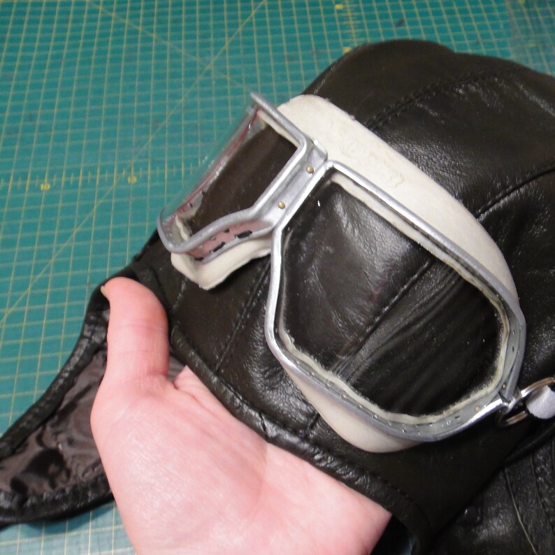 Pilot soft leather helmet and goggles Small and Large size Etsy