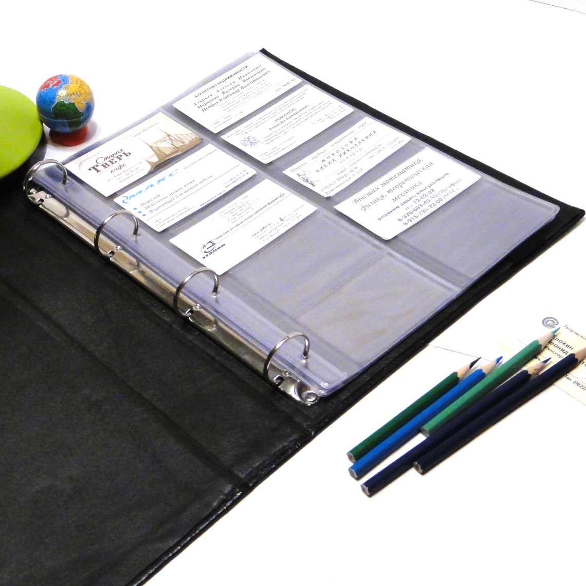 Large business card holder A4 Organizer Book album in leather Etsy