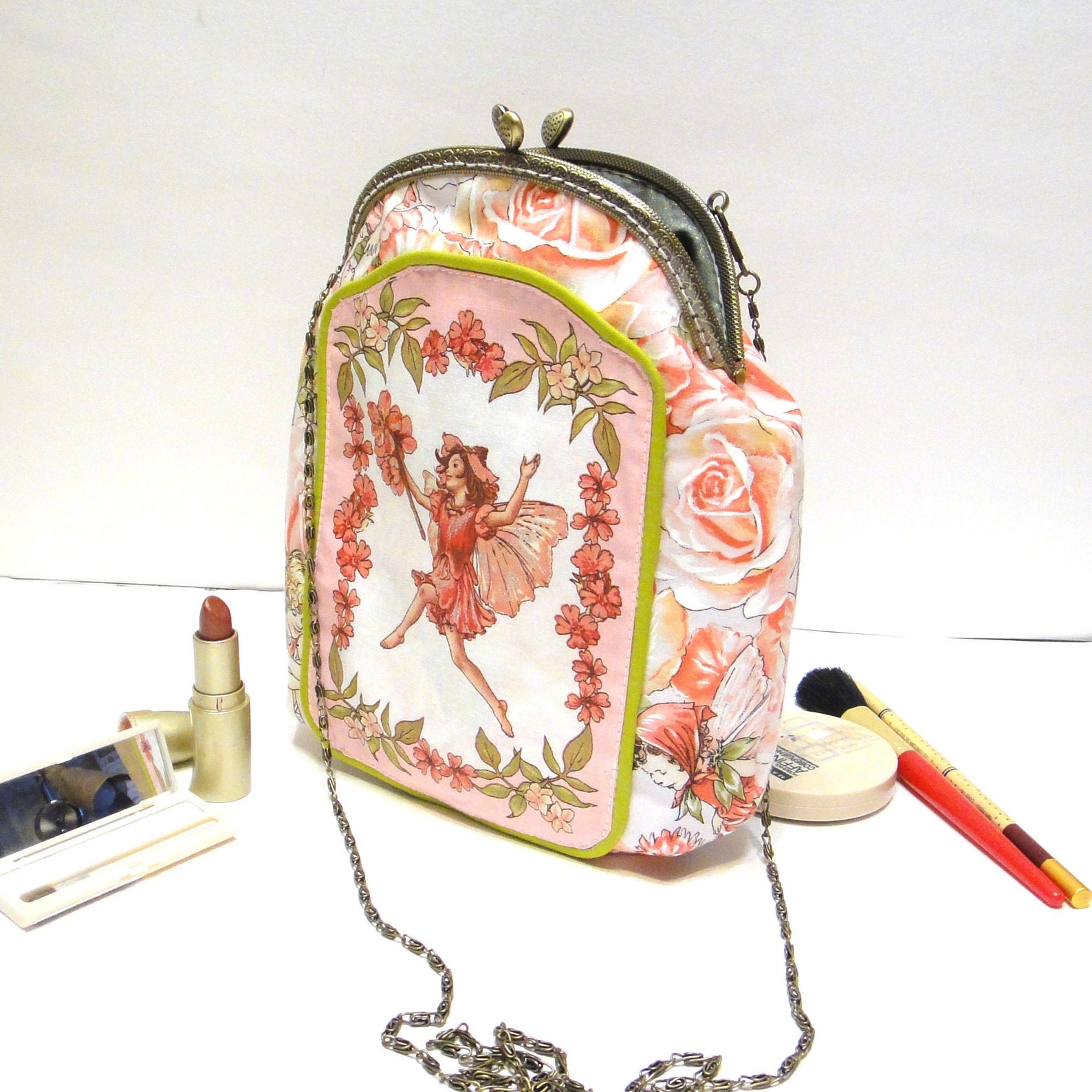 Kiss clasp purse in vintage style Fairycore bag Flower Etsy