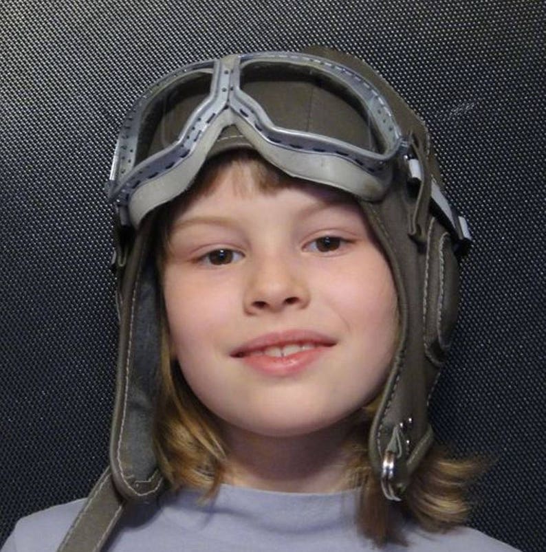 Leather helmet Aviator Bomber Hat & goggles Pilot cap Spring Etsy