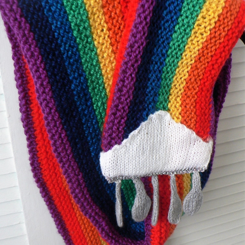 Knitting pattern Raindrops & Rainbows scarf image 2