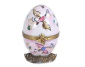 Pink Limoges one of kind pink birds music box. French Gounod music collectible Limoges music egg. french craft hand paint box