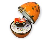 My little car. French Limoges music egg. Dark Orange Butterly. Bird. Life in pink melody