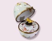 Ladybugs romantique egg la vie en rose (edith Piaf) song. French Limoges music egg. limoges porcelain. give from heart French craft