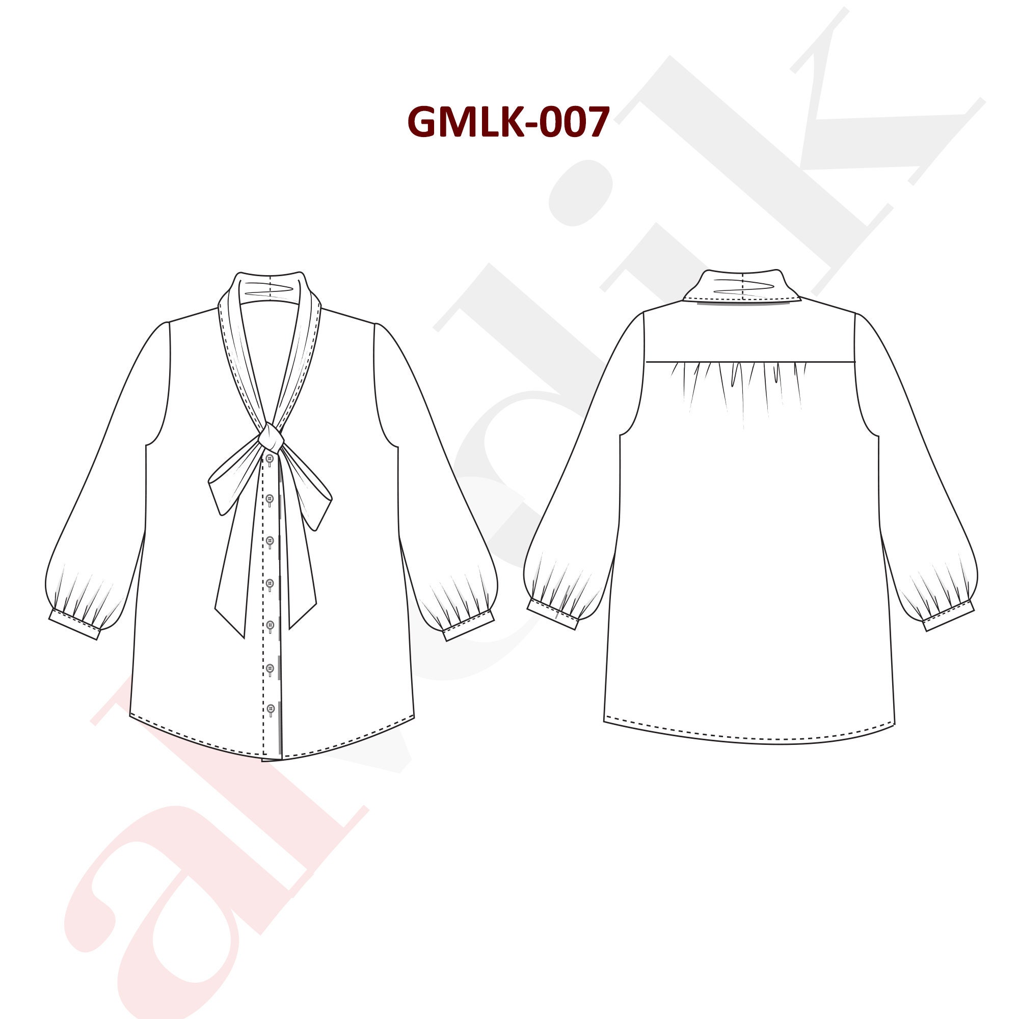 Bow Tie Blouse Sewing Pattern PDF, Beginning Loose Blouse Pattern, Easy ...