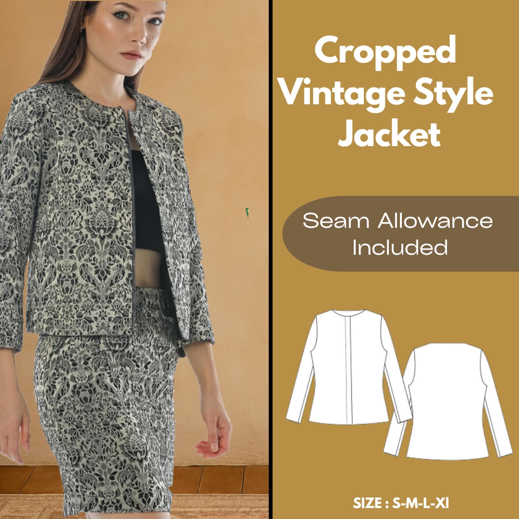 Jacket Women Sewing Pattern With Seam Allowance , PDF Sewing