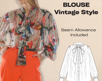 Viktorianische Bluse Schnittmuster/Victorian Blouse PDF / Vintage Style Shirt / Schnittmuster für Blusen / Easy Sewing Project
