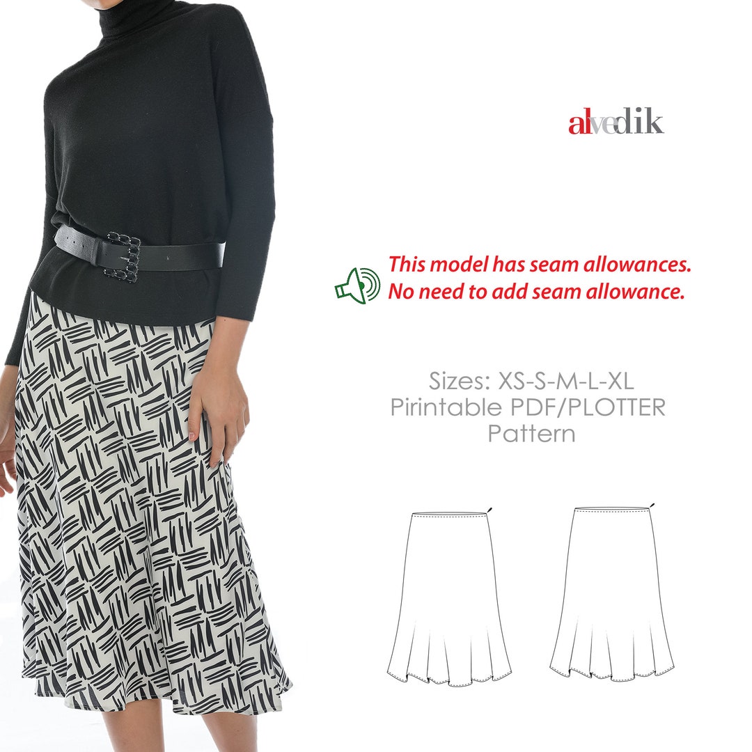 Bias Cut Midi Skirt Digital Sewing Pattern PDF/INSTANT DOWNLOAD Etsy
