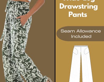 Wide-leg Drawstring Pants, Palazzo Pants, Beach Pants Sewing