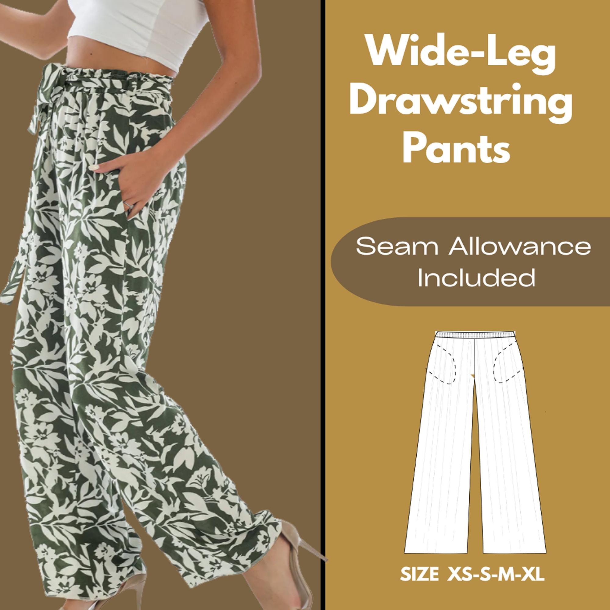 Wide-leg Drawstring Pants, Palazzo Pants, Beach Pants Sewing