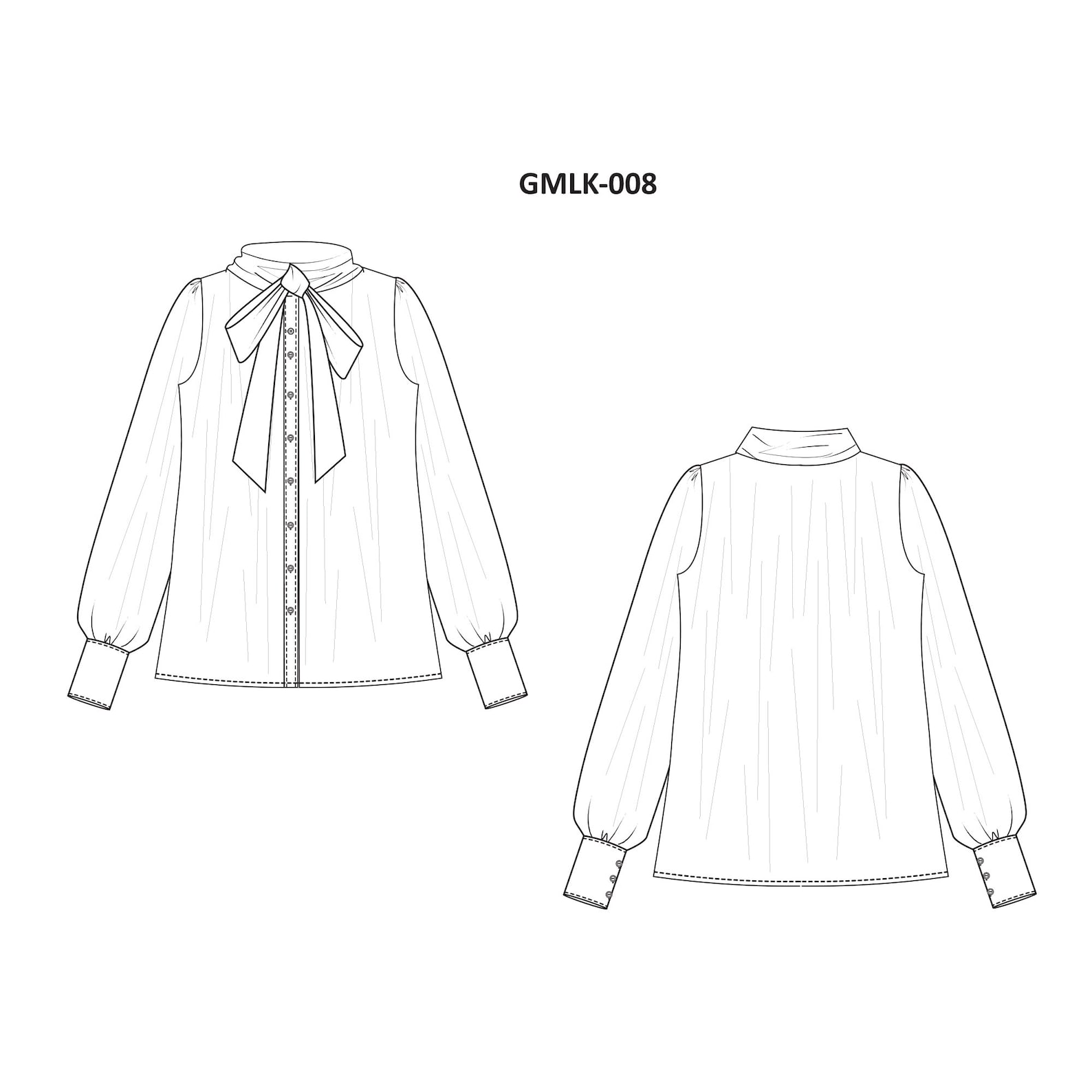 Bow Tie Blouse Sewing Pattern/puff Long Sleeve Pattern /victorian ...