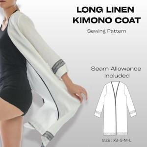 PDF Robe Pattern, Kimono Digital PDF Sewing Pattern, Women Pattern, Beginner Sewing Pattern, Kimono Pattern, Easy women Pattern PDF