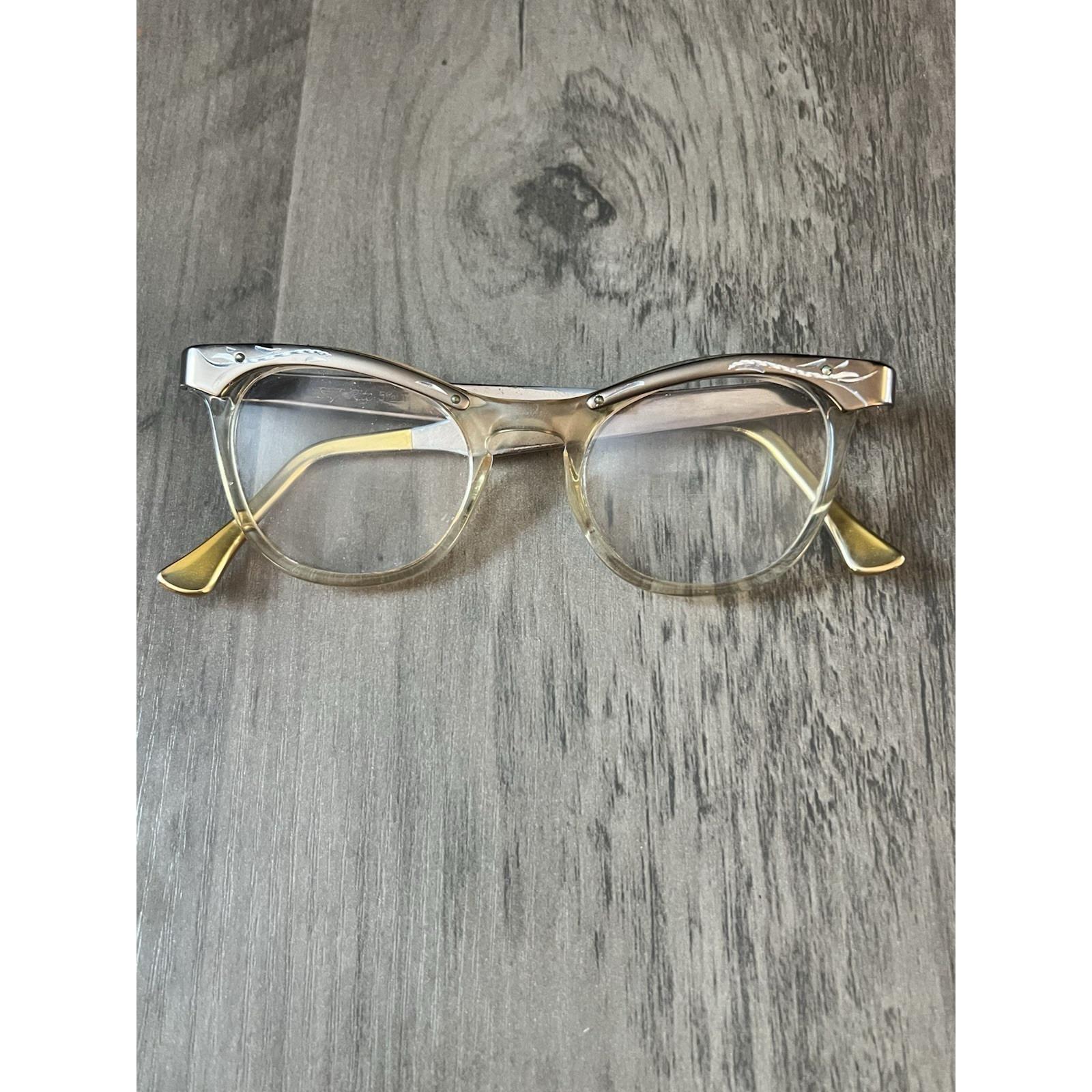 Vintage Styl-Rite Cat Eye Eyeglasses Etched Aluminum & Plastic Frames Good Cond! Vintage Styl-rite Cat Eye Eyeglasses Etched Aluminum  main image 3