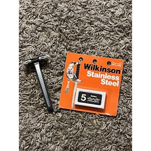 Vintage Wilkinson Sword Stainless Steel 5 Shaving Razor Blade and Vintage Razor