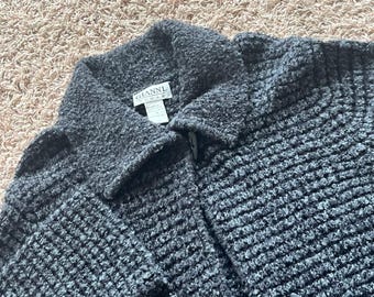 Gianni Woman donkergrijze grof gebreide trui met toggle-vest, grote maat 1X