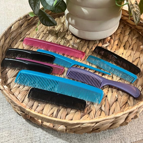 Vintage Hair Combs Lot of 11 Colorful Assorted Styling Teeth  display picture 1