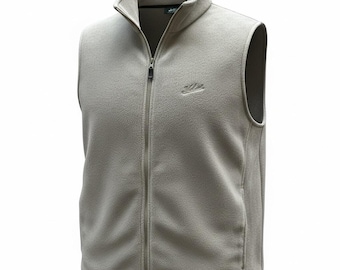 Chaleco de forro polar gris con cremallera completa y cuello alto para hombre, talla 2XL, de Woolrich. Ideal para actividades al aire libre.