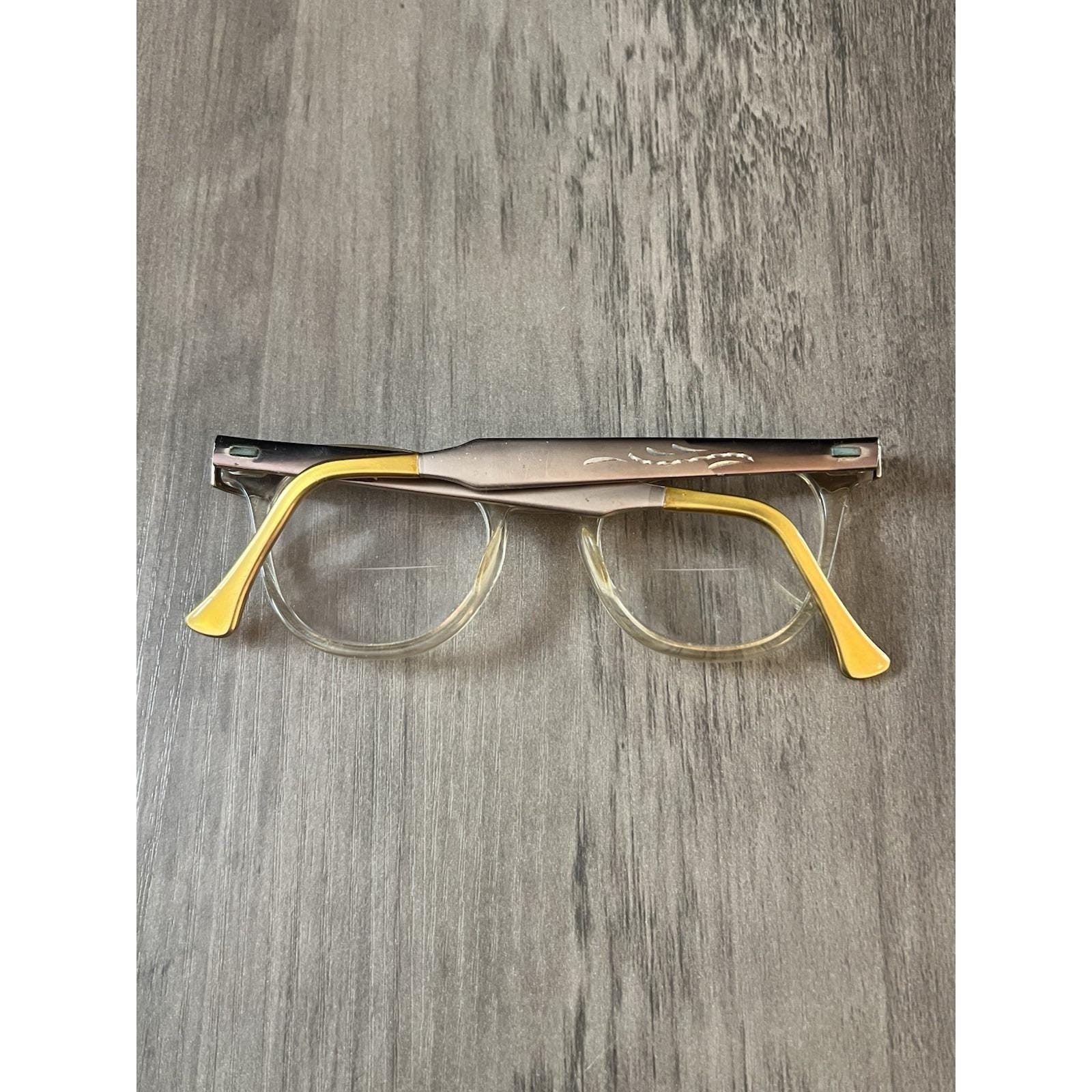 Vintage Styl-Rite Cat Eye Eyeglasses Etched Aluminum & Plastic Frames Good Cond! Vintage Styl-rite Cat Eye Eyeglasses Etched Aluminum  main image 2