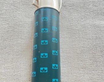 Vintage King-Seeley Thermos Teal Blue Geometric Diamond Vacuum Bottle USA Made