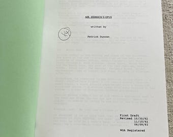Mr Holland's Opus Original Movie Script 1st Draft Mr Herrick's Opus Early 1990s