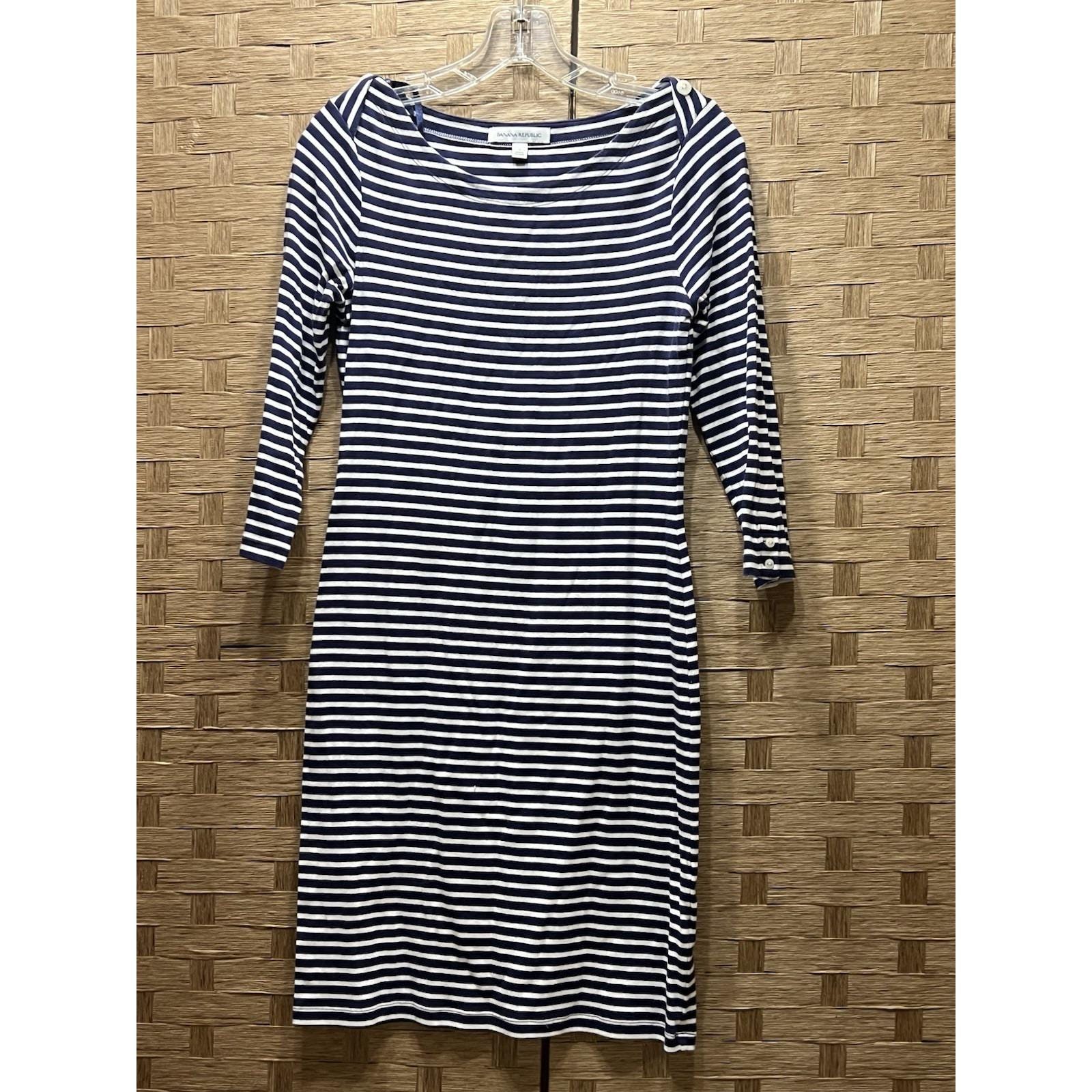 Banana Republic Vtg Striped 3/4 Sleeve Knit T-shirt Dress Sz S Navy White  VGC - Etsy