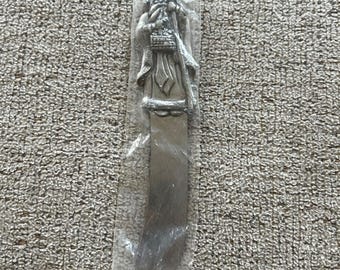 Spatola per formaggio e burro vintage Longaberger in argento con Babbo Natale.