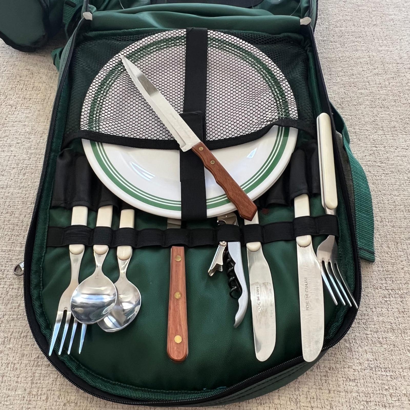 Picnic Time Backpack Green Insulated Cooler for Two Wine  display picture 1