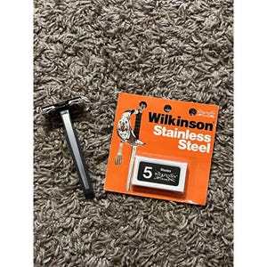 Vintage Wilkinson Sword Stainless Steel 5 Shaving Razor Blade and Vintage Razor