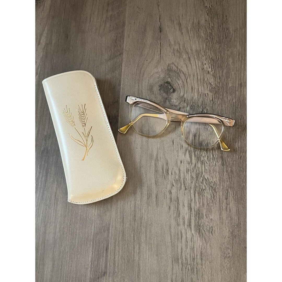 Vintage Styl-Rite Cat Eye Eyeglasses Etched Aluminum & Plastic Frames Good Cond! Vintage Styl-rite Cat Eye Eyeglasses Etched Aluminum  main image 4