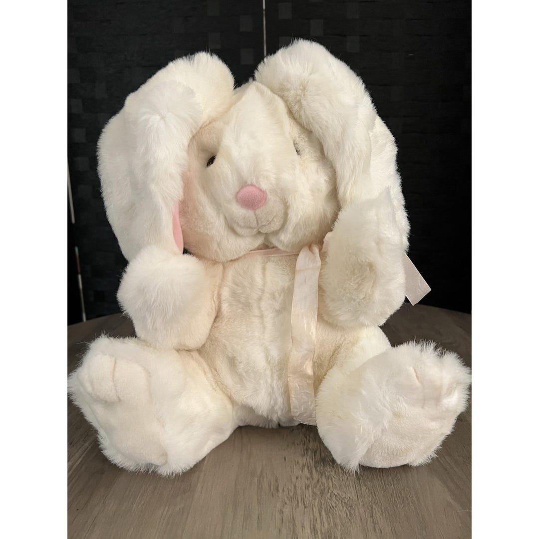 Vintage Russ Sunny Bunny White Rabbit Plush Floppy Ears Stuffed
