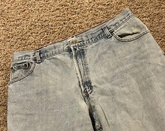Levis 550 relaxte taps toelopende jeans lichte wassing denim dames maat 18, vintagestijl