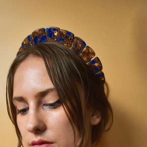 Imperial Blue Jasper Stone Halo Crown, Festival Headband, Costume Headpiece image 1