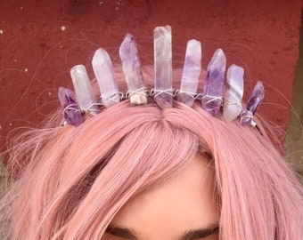 The Light Amethyst Crown, Mermaid Crown, Festival Crown, Purple Tiara, EDM Fashion, Purple Crown, EDC, Wedding, Bridal Crown