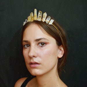 La couronne de citrine, mariage diadème jaune et orange, casque de mariée hippie, or, bandeau de pierres précieuses naturelles image 1