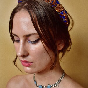 Imperial Blue Jasper Stone Halo Crown, Festival Headband, Costume Headpiece image 2