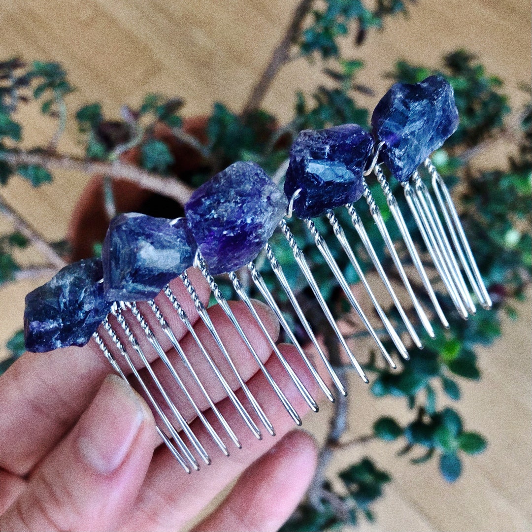 Raw Amethyst Nugget Hair Adornment crystal Hair Comb Boho Etsy