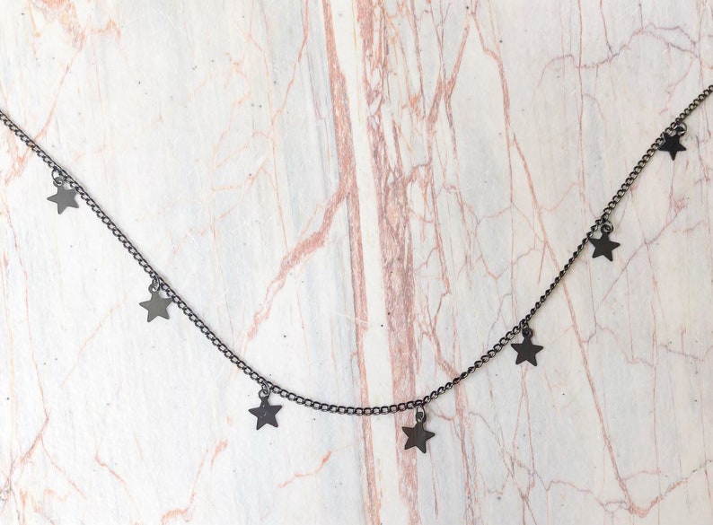Layering Gold, Silver & Black Star Choker, Minimal Necklace, Dainty Celestial Choker, Handmade in the USA image 2