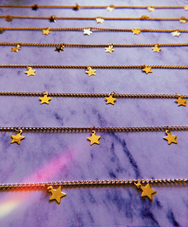 Layering Gold, Silver & Black Star Choker, Minimal Necklace, Dainty Celestial Choker, Handmade in the USA image 4